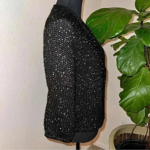 Chico’s Women’s Black Alpaca Blend 3/4 Sleeve Cardigan with Sequins Size 0 - Picture 14 of 16